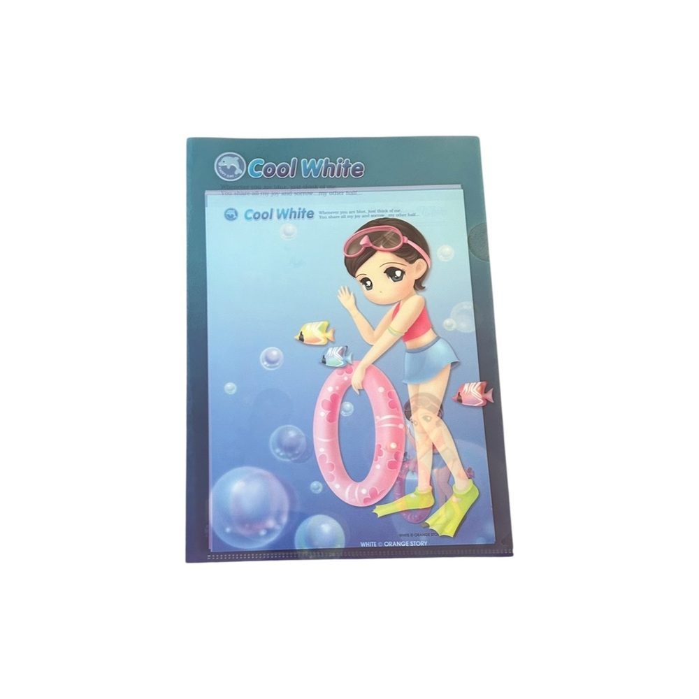 Vintage Orange Story Cool White Swimming Clear File Folder Y2K Korean Stationary